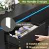 Modern 6 Drawer Dresser with Sliding Desktop, Wide Chest of Drawers with Charging Station & LED Lights 6