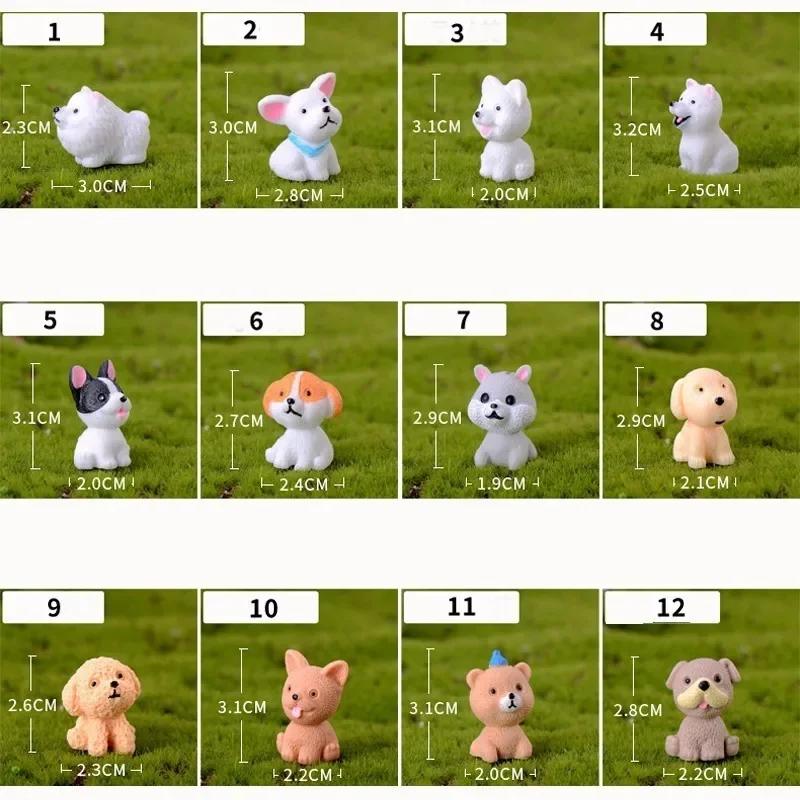 Mini Dog Puppy Cartoon Animal Figurine Cake Decoration Resin Craft Fairy Garden Decor