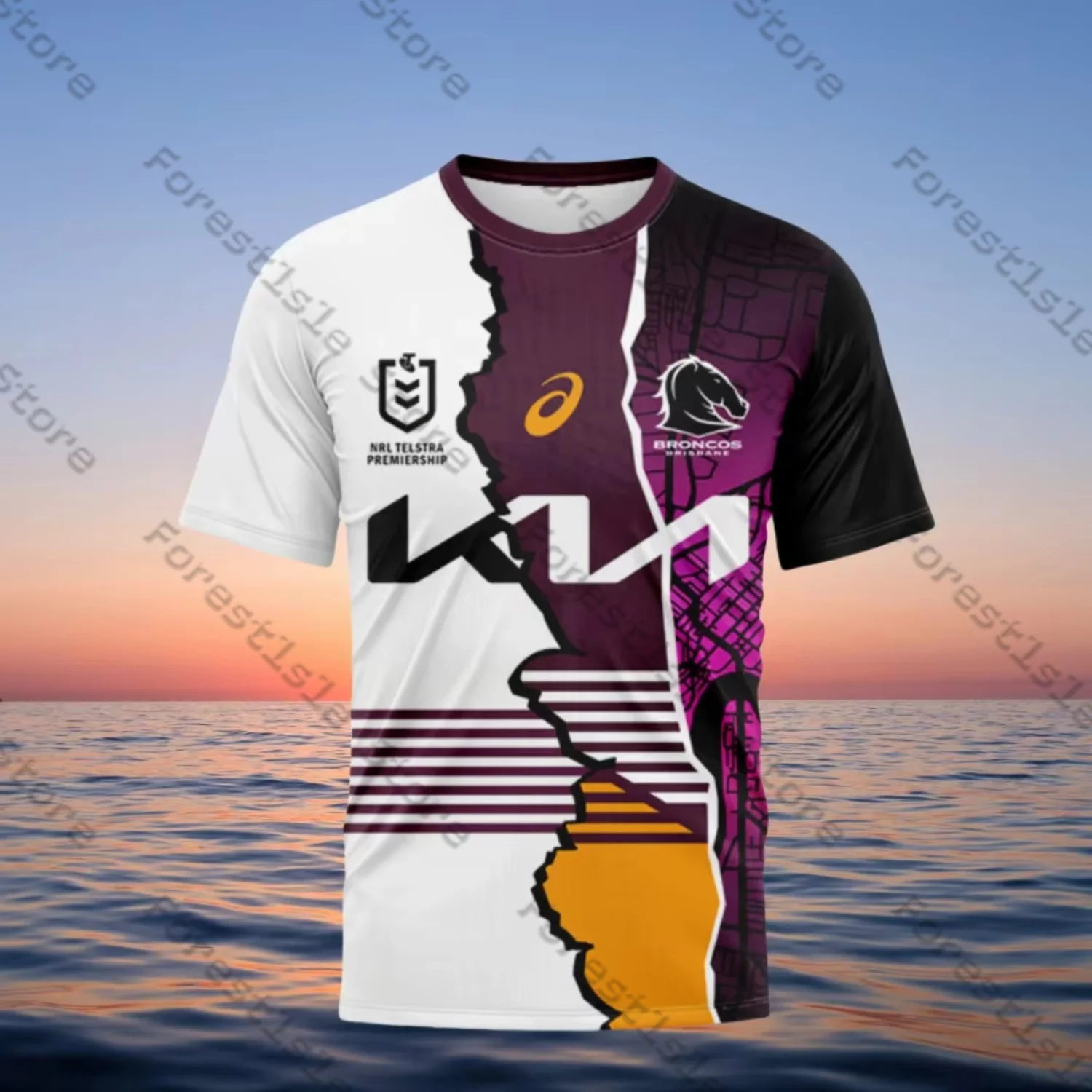 New Brisbane Broncos Away Rugby Jersey Children's Sport Quick Dry Short Sleeve T-shirts Casual Wear Men's Fans Print T-Shirt