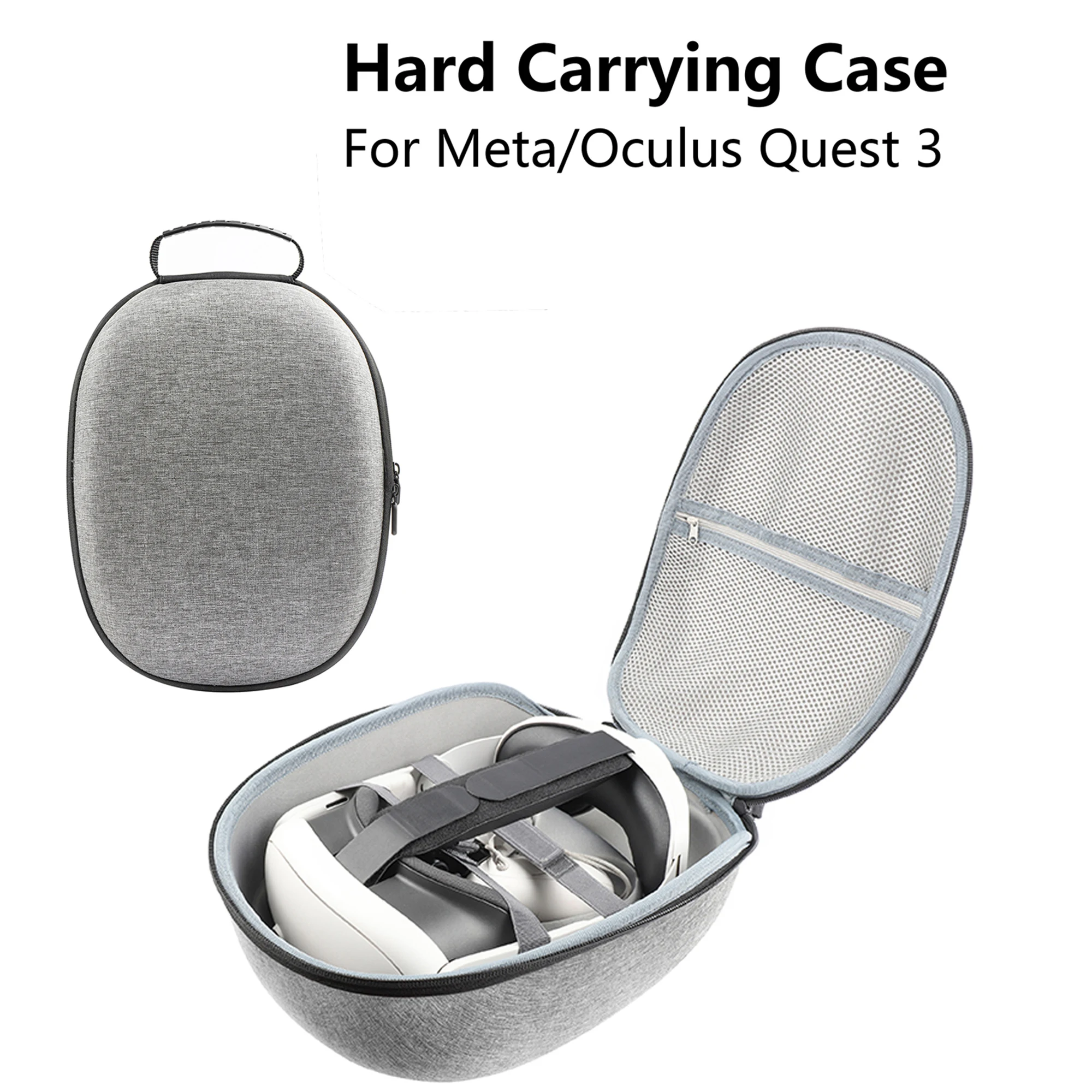 Hard Carrying Case for Oculus/Meta Quest 3 VR Headset & Quest 3 VR Accessories Travel and Home Storage Grey