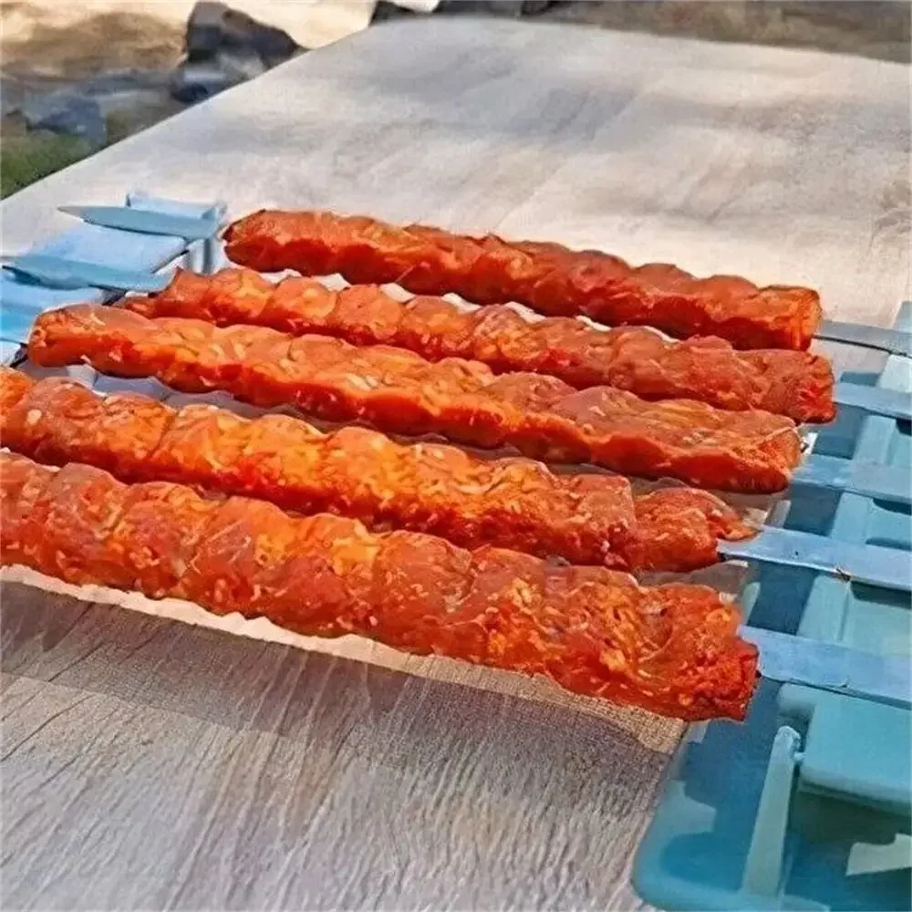 단일 행 케밥 메이커, 바베큐 고기 꼬치 기계, 케밥 프레스 메이커, 재사용 가능한 플라스틱 꼬치 메이커, 케밥 준비 바베큐 도구
