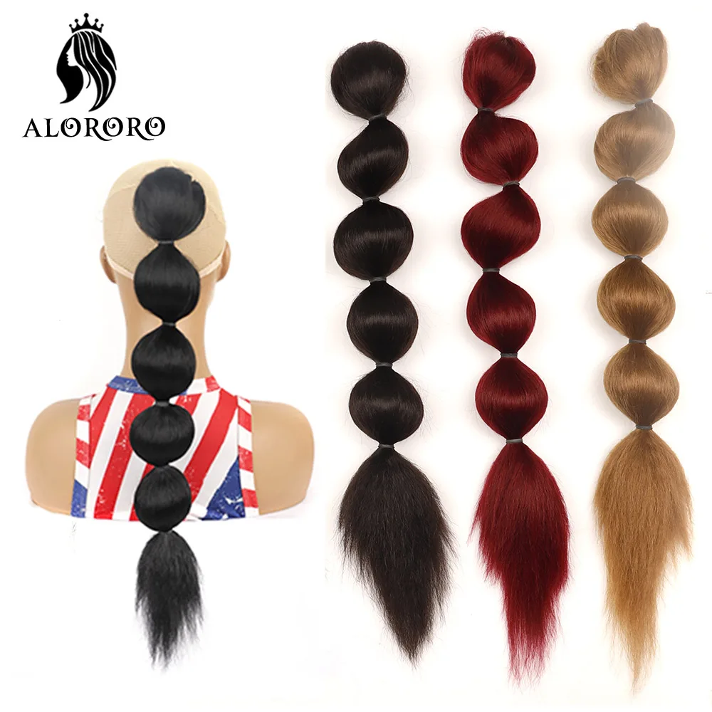 

Alororo Synthetic Bubble Twist Ponytail High Elastic Clip In Hair Extensions Heat Resistant Natural Lantern Ponytail Fake Hair