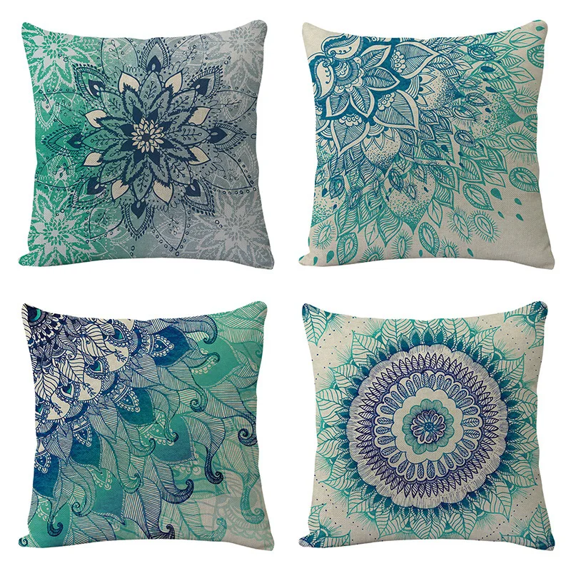 

Mandala Bohemian Pillow Case for Living Room Aesthetics Cotton Linen Pillows Case for Bedroom Bed Sofa Soft Pillowcase 40x40 Cm