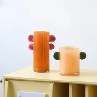 Gradient Colorful Glass Vase Countertop Transparent Flower Pot Desk Decoration Flower Arrangement Vase Room Aesthetic Decoration 1