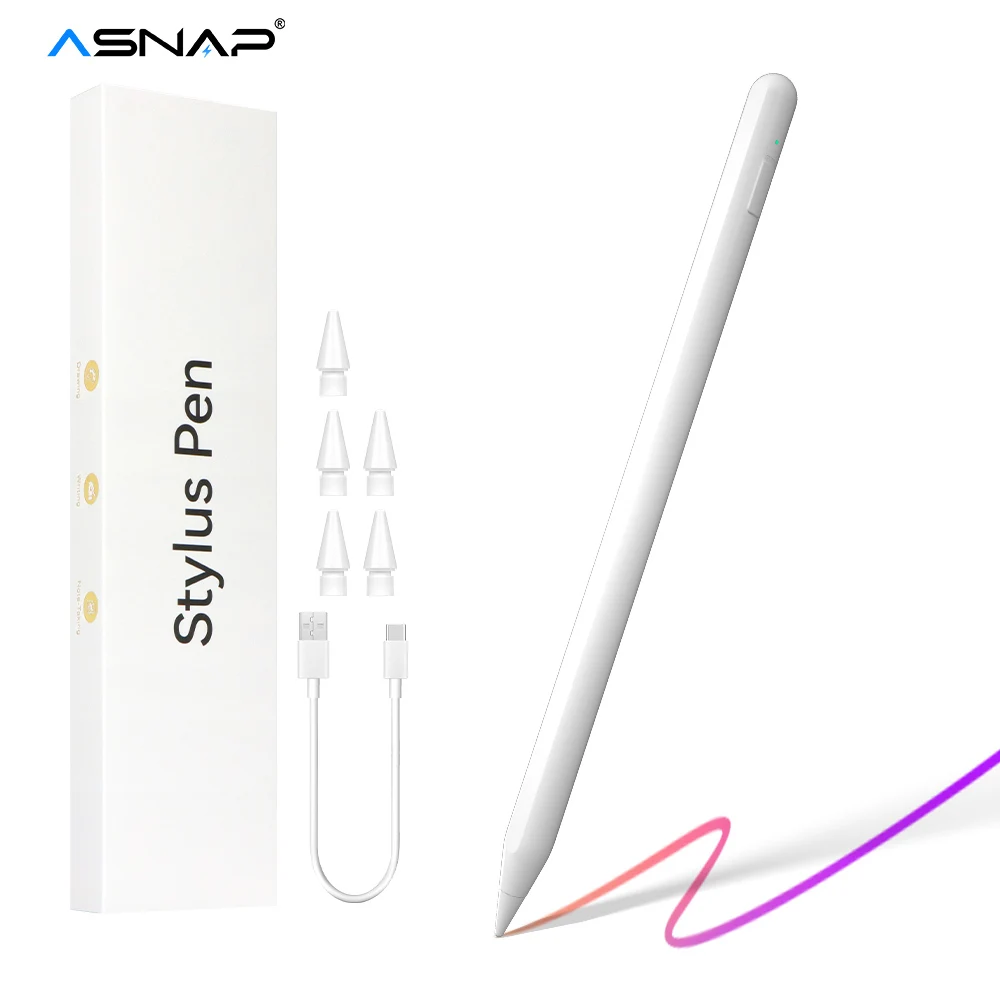 Asnap Stylus Pen For Apple Pencil Magnetic Wireless Charging Bluetooth Palm Rejection Tilt Pens Long Battery Life For iPad Pro stylus pen