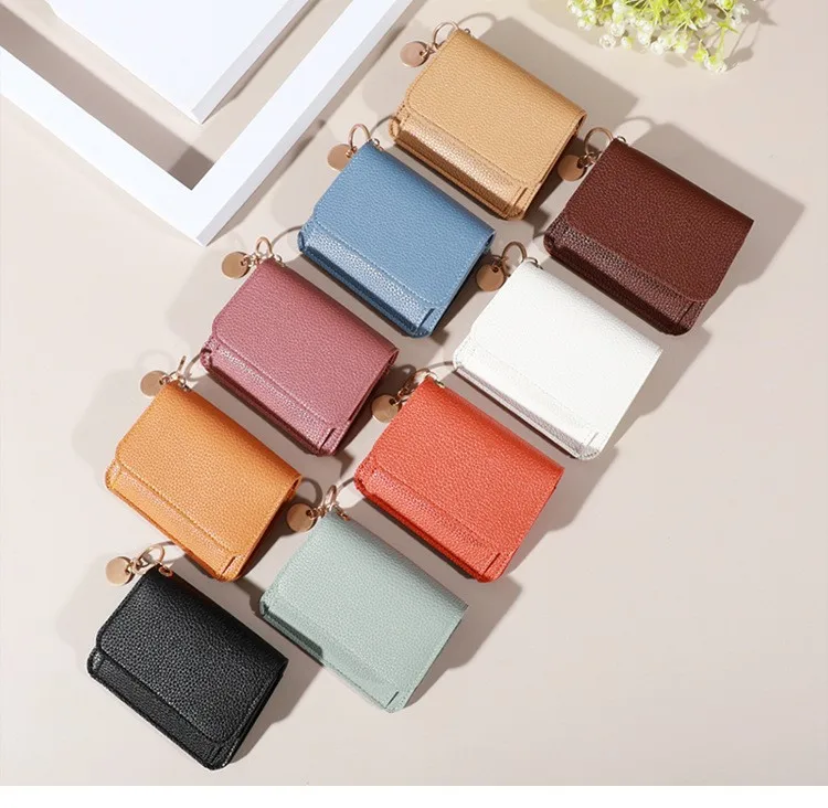 Vintage Solid Color Minimalist Bifold Wallet with Snap Closure