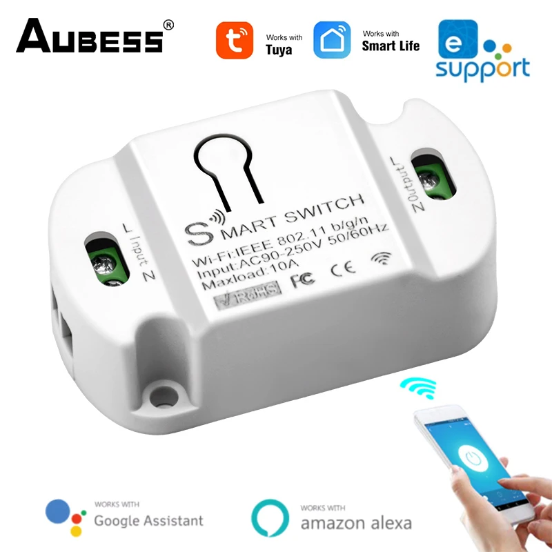 

10A Smart Wifi Switch Tuya Smart Life/eWelink App Control Timer Smart Home Automation Voice Control Works With Alexa Google Home