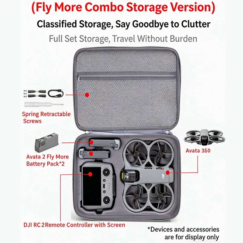 DJI 아바타 360용 충격 방지 휴대 케이스, 드론 고글 N3 RC 2 리모컨용 하드 쉘 방수 보관 가방