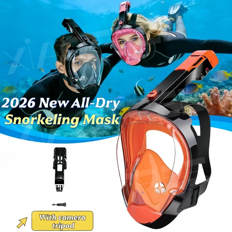 샤오크리 유니섹스 풀페이스 스노클링 마스크 (카메라 마운트 탈부착 가능, 카메라 미포함) 성인용 스노클링 세트