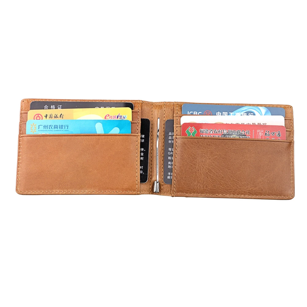 Men's and Women's Genuine Leather Wallet Clip Cowhide Wallet Card Bag