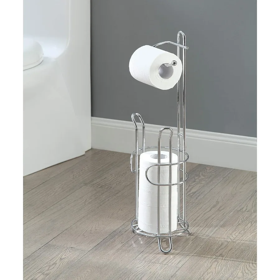 Freestanding Toilet Paper Holder with Spare Roll Storage