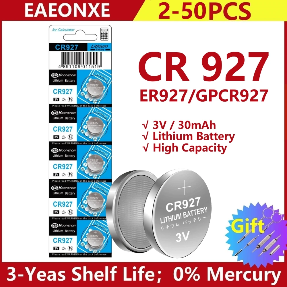2-50pcs-38mAh-CR927-Batteries-927-DL927-BR927-ECR927-5011LC-3V-Lithium ...