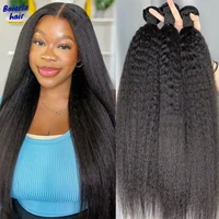 30 32 40 pouces brésilien crépus droite cheveux humains paquets Remy Extensions de cheveux humains 1/3/4 pièces trames de cheveux Yaki droite cheveux humains 2