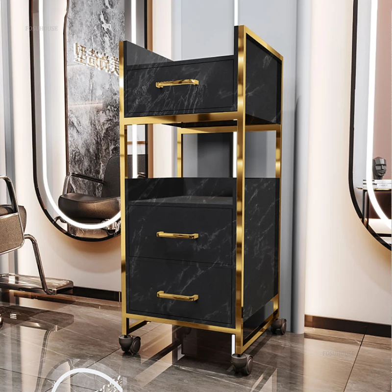Barber Shop Tool Cabinet Hair Salon Special Salon Trolleys Multi-functional Storage Rack with Drawer Barber Shop Auxiliary Cart