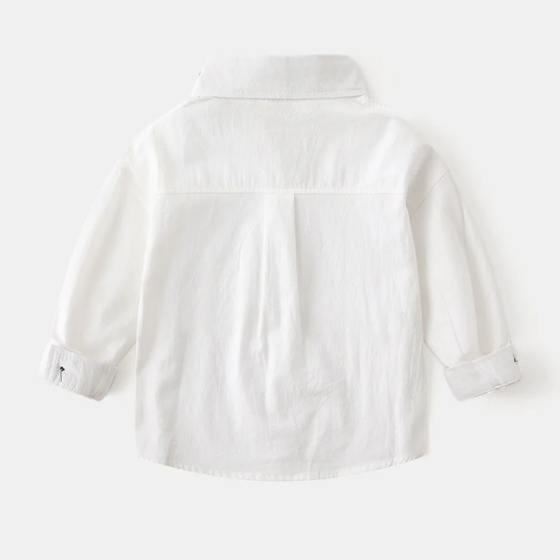 جديد 3-12 سنة ربيع الخريف الفتيان قميص بلون واحدة الصدر الوقوف طوق كم طويل قميص للأطفال الأطفال القطن قميص