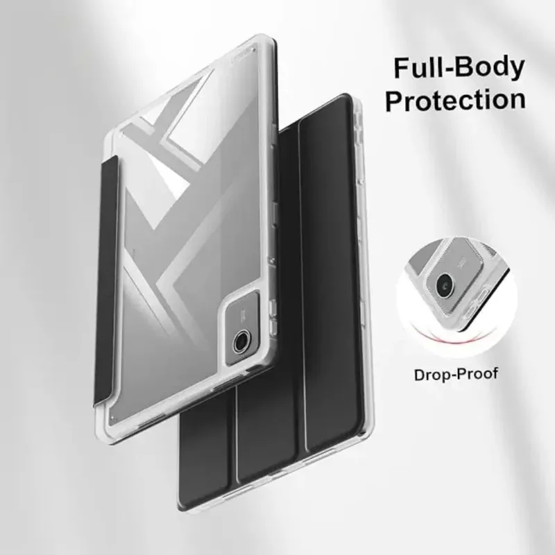 Lenovo Tab 11 Tablet Case with Pen Holder and Folding Stand, Acrylic Clear Hard Cover