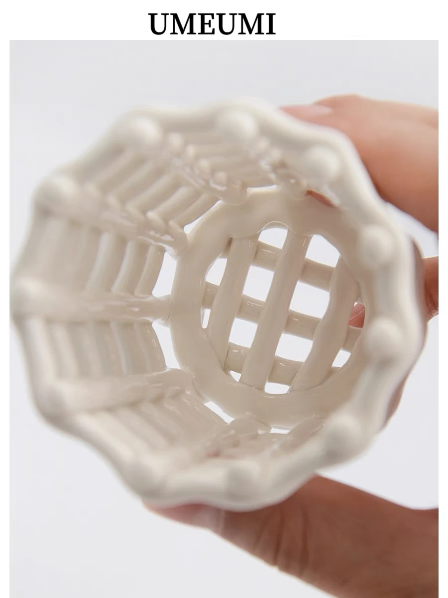 Nordic weaving white ceramic toothbrush holder toothpaste storage bucket creative design simple home modern