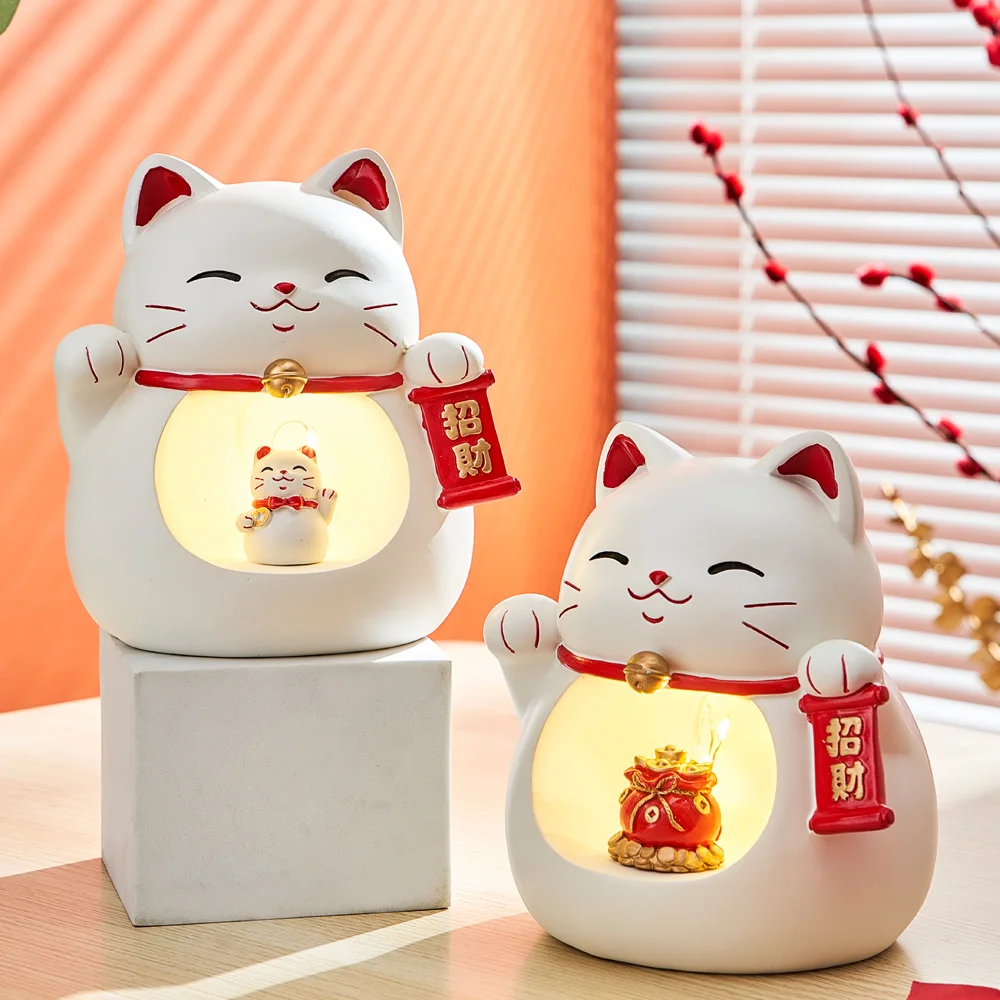 Tumbler Fortune Cat Figurine Decorative Fortune Cat Ornament Desktop Cat  Decor Cat Tumbler Toy 