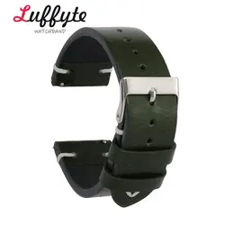 Men's Premium Calfskin Leather Watch Strap with Quick Release - Durable & Comfortable Wristband - 22mm (Green)