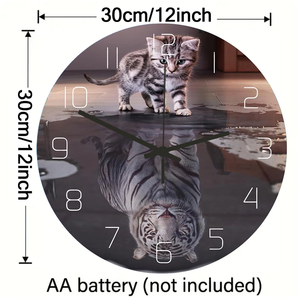 Fun Animal Frameless DIY Wall Hanging Clock Cat Tiger Leopard Frog Mute Acrylic Wall Clocks Home Living Room Office Wall Decor 4