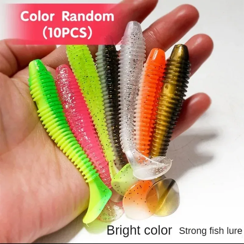Thread T-tail Road Subdual Color Soft Bait Soft Worm Lead Head Hook T-tail Maggot Perch Mandarin Fish Fake Bait