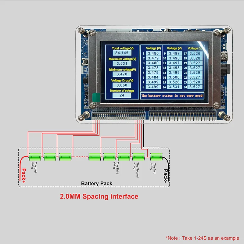 4S 6S 8S 24S Battery volatge tester 12V 24V 48V 60V Lithium/Lifepo4 battery volt