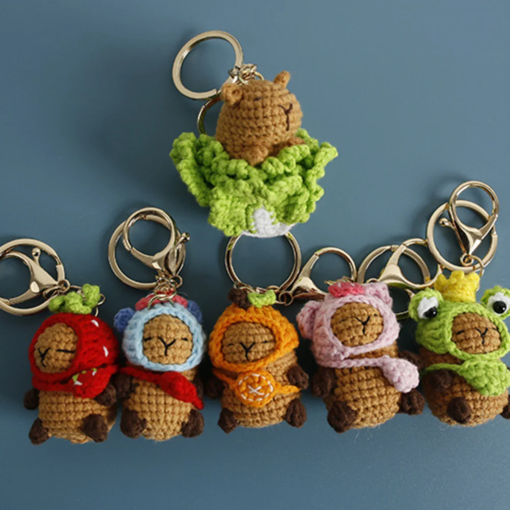 Kids Toys Capybara Doll Keychains Creative Crochet Cartoon Pendant Knitted Bag Accessories Bag Pendant 5