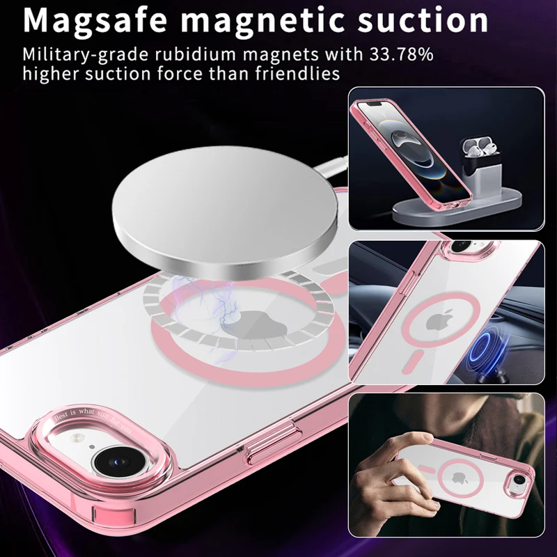Strong Magnetic Hybrid Shockproof Transparent Case with Colored Edge
