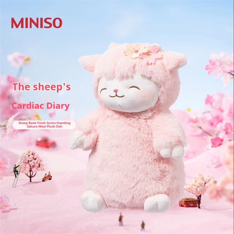 

Miniso плюшевая кукла с цветком вишни, плюшевая игрушка, милая кукла для подруги, подарок, овечка Baa серии, стоящая осанка, милый подарок для ребенка