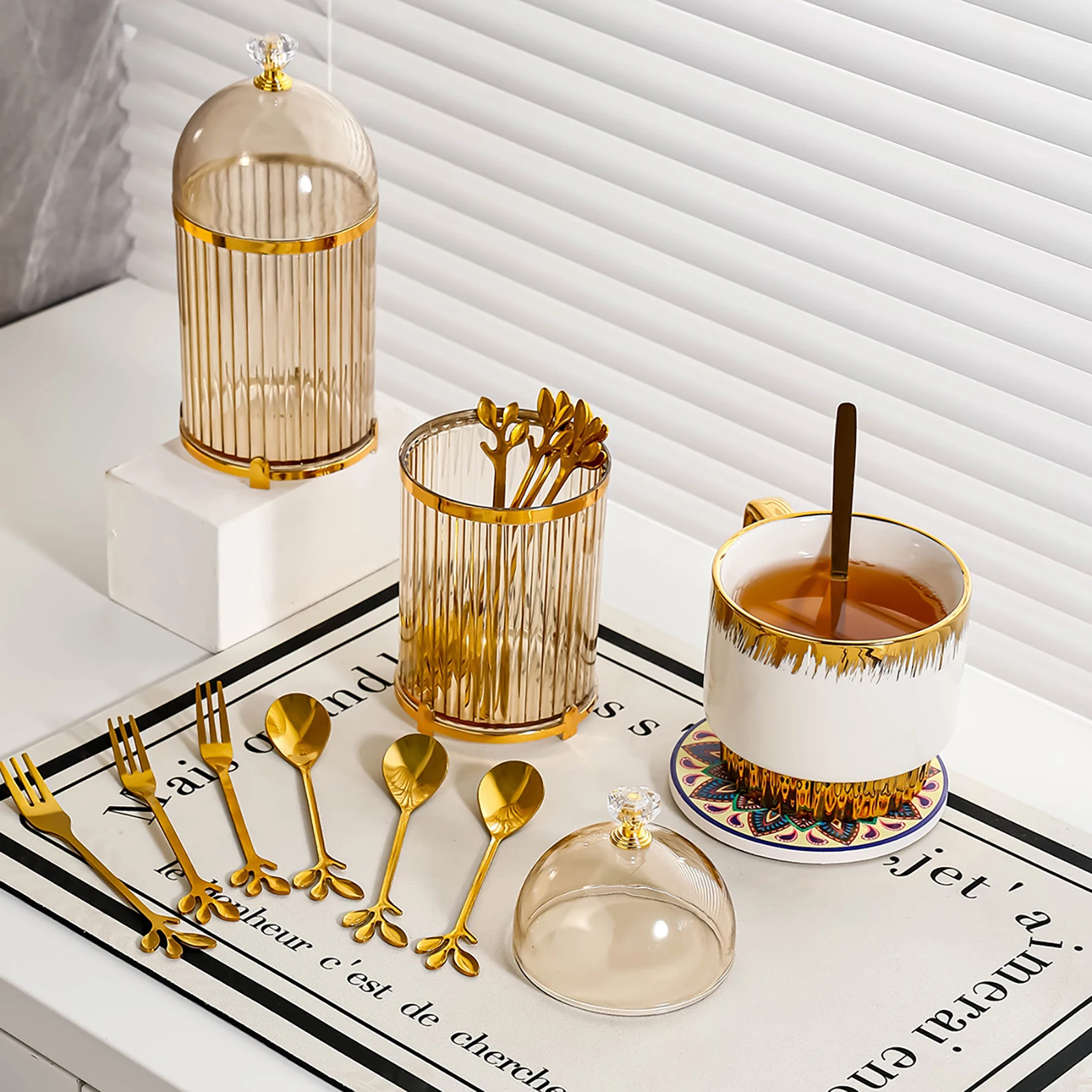 Modern Spoon Fork Holder Cup Tableware Holder Utensil For Kitchen Counter Coffee Bar cutlery organizer flatware organizer silverware organizer