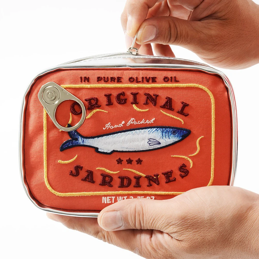 Cute Cosmetic Bag Sardines Cans Shape Funny Packages Creative Portable Toiletry Bag Fashion Zipper Small Soft Makeup Bags 2