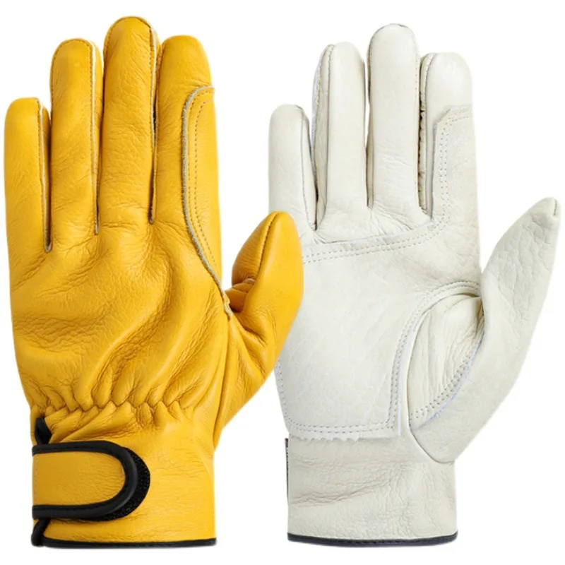 Work Gloves Protective Gloves Gardening Gloves Cowhide Leather Workers Work Welding Safety Protection Garden Sports Motorcycle Driver Wear-resistant Gloves