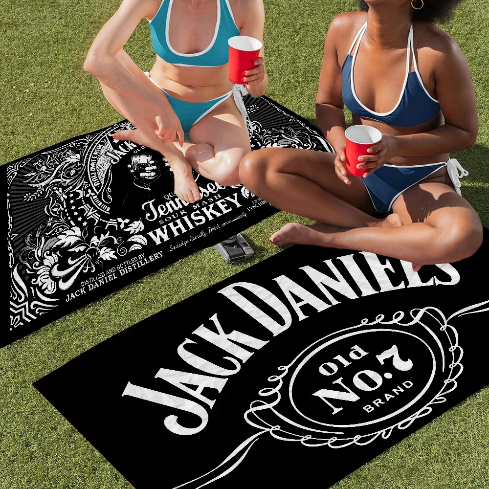 J-Jack-Daniels Whisky Pattern Beach Towel Colorful Bath Towels for Girl Quick Dry Custom Sand Free Beach Yoga Spa Gym Pool 4