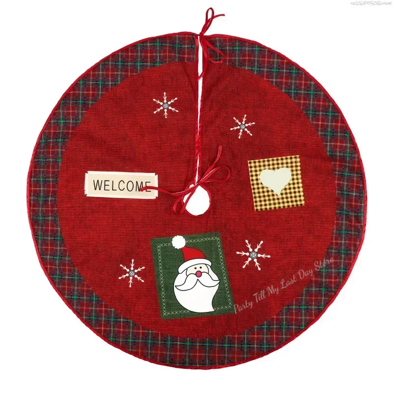 Christmas Tree Skirt 60Cm Red Christmas Tree Foot Cover Santa Claus Snowflake Carpet Base Mat Decorations