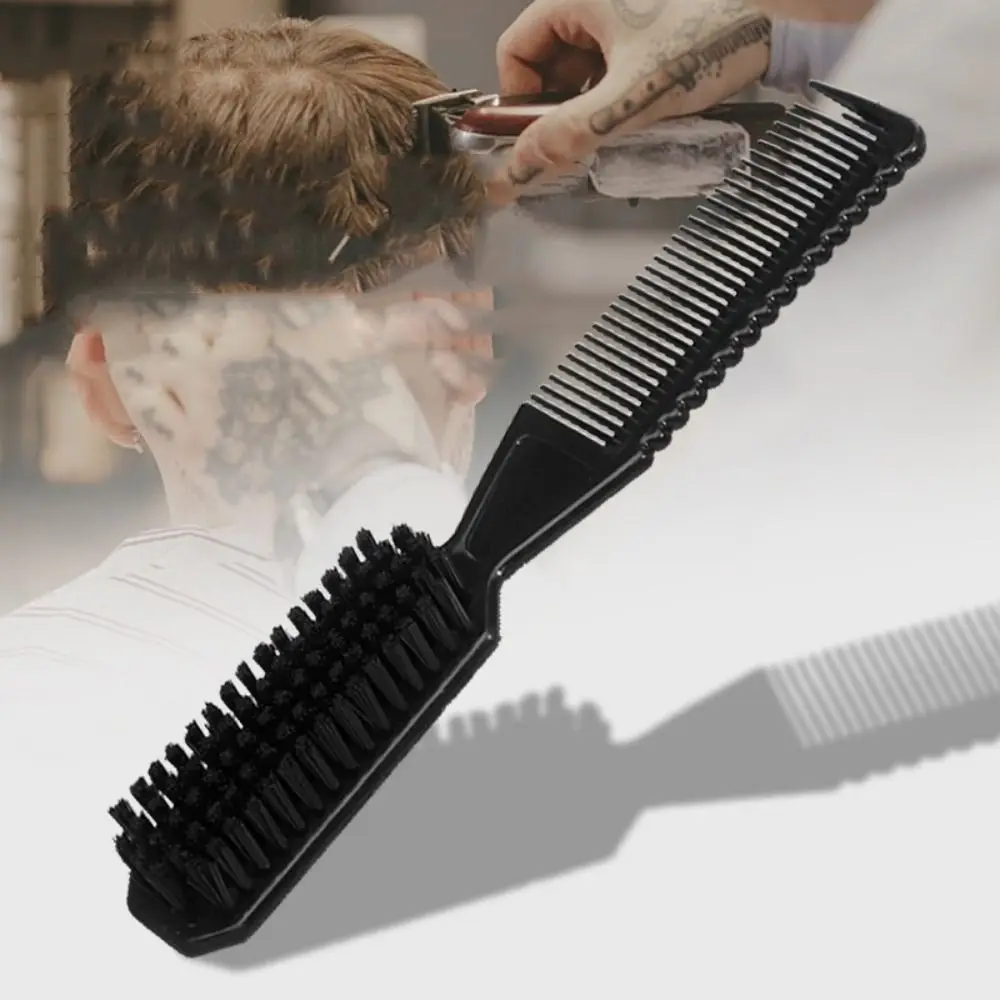 Shave Beard Double-sided Comb Small Size Vintage 2-in-1 Styling Comb Comfortable Bristle Half Tooth Design Multi-functional Comb