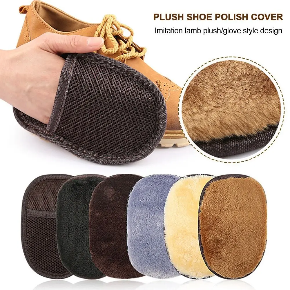 Shoe Care Brush Shoes Cleaner Soft Wool Plush Random Color Polished Gloves Wipe Shoes Handbag Brushes Leather Care Cleaner Tool