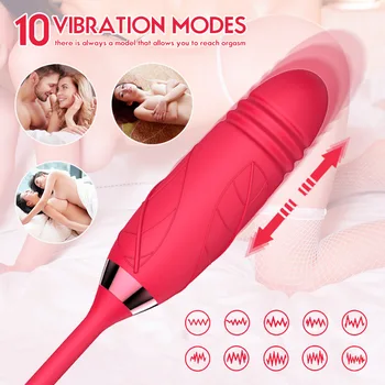 Rose Sucking Telescopic Vibrator Clitoris Vaginal Nipple Vibrating Sucker G-Spot Stimulating Masturbation Sexy Toy for Women 5