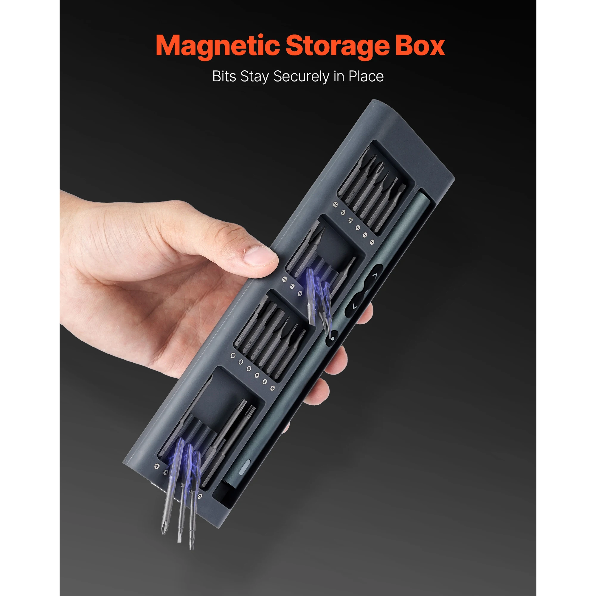 Electric Precision Screwdriver Set with LED Light and Magnetic Storage