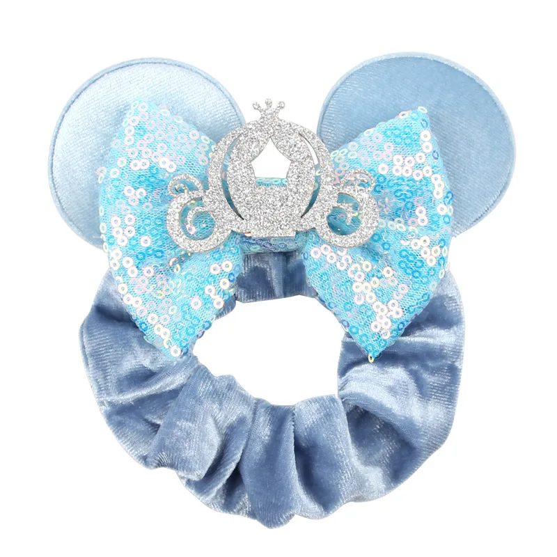 Disney Pirate Amusement Park Mouse Ears Hair Scrunchies Hair Accessories Velvet Hairband Girls Sequins Bows Headbands Women Trip DIY Accessories