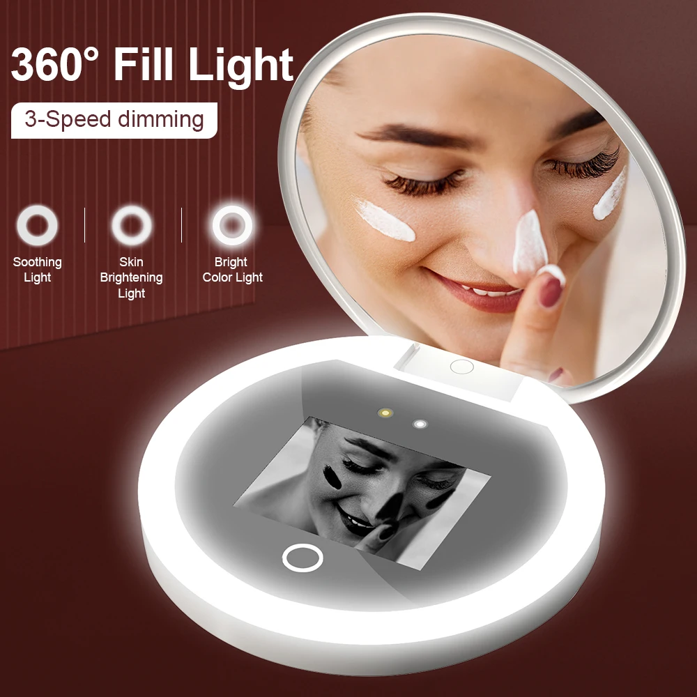 Smart Sunscreen Led Light Portable Makeup Mirror Uv Camera Visual Face Sunscreen Makeup Mirror