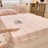 Skin-friendly Bedsheet Pure Cotton Bed Linen Stripe Style Bed Cover Single Mattress Protector sabanas (Pillowcase Need Order) 3