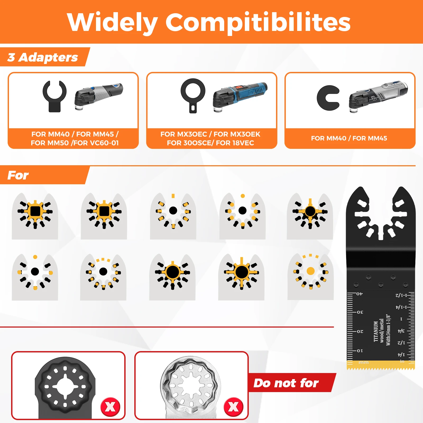 10/20/30pcs Titanium Oscillating Saw Blade Titanium Multi Tool Blades for Soft Metal Nails and Wood Plastic Metal Cutting Blades