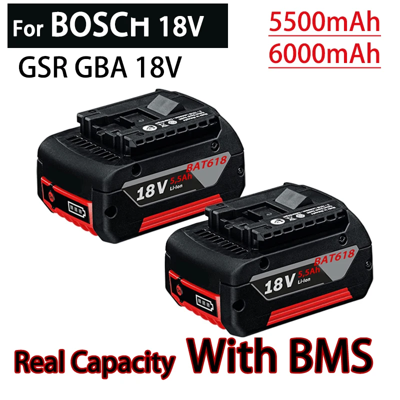 BAT609 BAT610 BAT618 BAT619 18V 5500mAh Lithium Ion Battery Replacement For Bosch  18V Professional Drill Battery GBA 18V GSR 18V