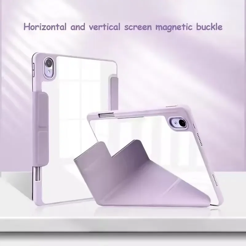 Clear Hard Back Smart Cover with Pen Holder Case – Premium PU+PC Material