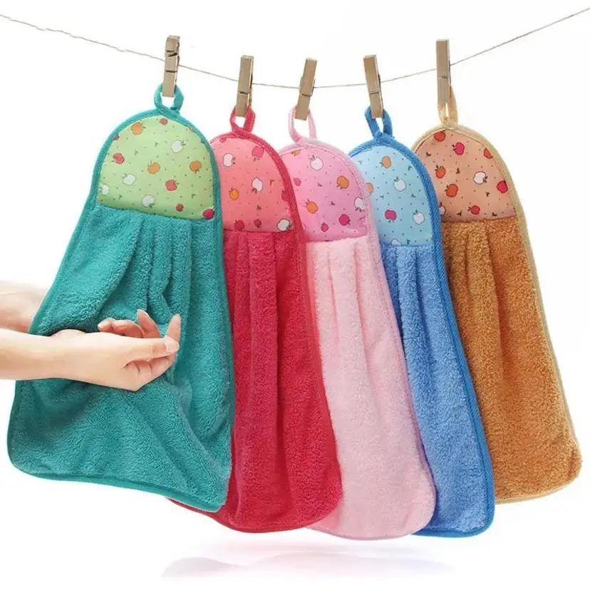 New Practical Hanging Coral Velvet Cartoon Cute Absorbent Cleaning Cloths Quick Dry Wall-Mounted Soft Plush Loops Clean Cloths