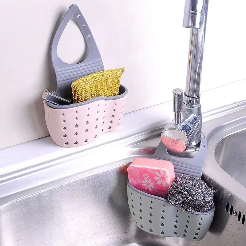 

Creative Plastic Sink Hanging Drain Basket Kitchen Adjustable Snap-on Sink Faucet Sponge Dishwasher Storage Basket Kitchen items