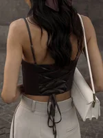 Spaghetti Strap Tank Top Sexy Backless Bandage Skinny Crop Tops 2024 Summer Elegant Lace Up Party Streetwear Women Camis - Image 5