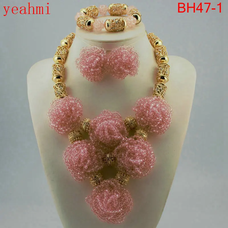 حبات ذهبية اللون مجموعة مجوهرات راقية للنساء ، حبا...