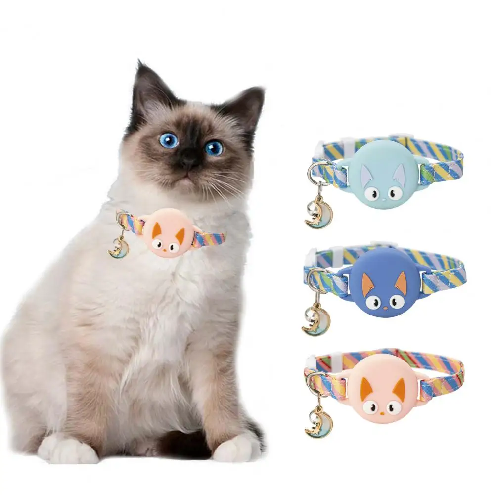 Tracker Holder Pet Neck Collar With Bell Adjustable Dog Cat Collar With For Case GPS Finder Accessories Kitten Puppy Supplies