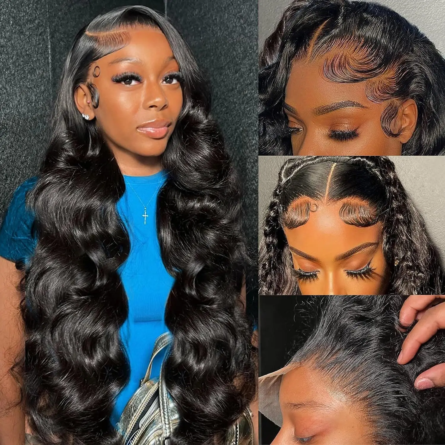 

Body Wave Lace Front Wig Human Hair 30 40 Inch 13x4 Lace Frontal Wig 180 Density Black Ready to Wear Glueless Wig for Women